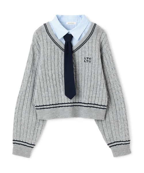 LOVETOXIC（ラブトキシック）の「衿つきレイヤードニット（ニット/セーター・キッズ・アイボリー/ベージュ/ネイビー/トップグレー・S:140cm/L:160cm/130cm/M:150cm）」の13枚目の写真