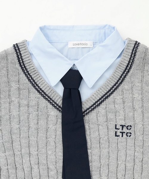 LOVETOXIC（ラブトキシック）の「衿つきレイヤードニット（ニット/セーター・キッズ・アイボリー/ベージュ/ネイビー/トップグレー・S:140cm/L:160cm/130cm/M:150cm）」の16枚目の写真