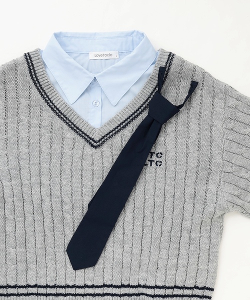 LOVETOXIC（ラブトキシック）の「衿つきレイヤードニット（ニット/セーター・キッズ・アイボリー/ベージュ/ネイビー/トップグレー・S:140cm/L:160cm/130cm/M:150cm）」の18枚目の写真