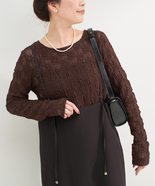 B.C STOCK（ベーセーストック）の「《追加》手洗い可 / ストレッチフラワーレースプルオーバー（Tシャツ/カットソー・レディース・ホワイト/ブラウン/ブラック・FREE）」の3枚目の写真