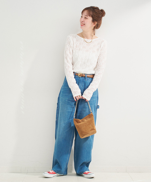 B.C STOCK（ベーセーストック）の「《追加》手洗い可 / ストレッチフラワーレースプルオーバー（Tシャツ/カットソー・レディース・ホワイト/ブラウン/ブラック・FREE）」の6枚目の写真