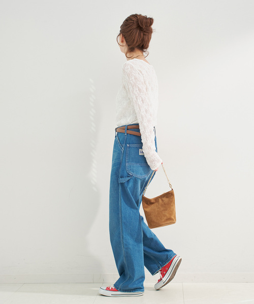 B.C STOCK（ベーセーストック）の「《追加》手洗い可 / ストレッチフラワーレースプルオーバー（Tシャツ/カットソー・レディース・ホワイト/ブラウン/ブラック・FREE）」の8枚目の写真