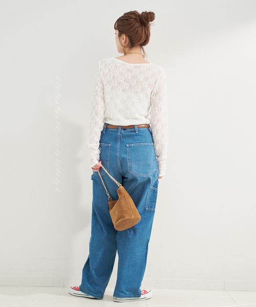 B.C STOCK（ベーセーストック）の「《追加》手洗い可 / ストレッチフラワーレースプルオーバー（Tシャツ/カットソー・レディース・ホワイト/ブラウン/ブラック・FREE）」の9枚目の写真