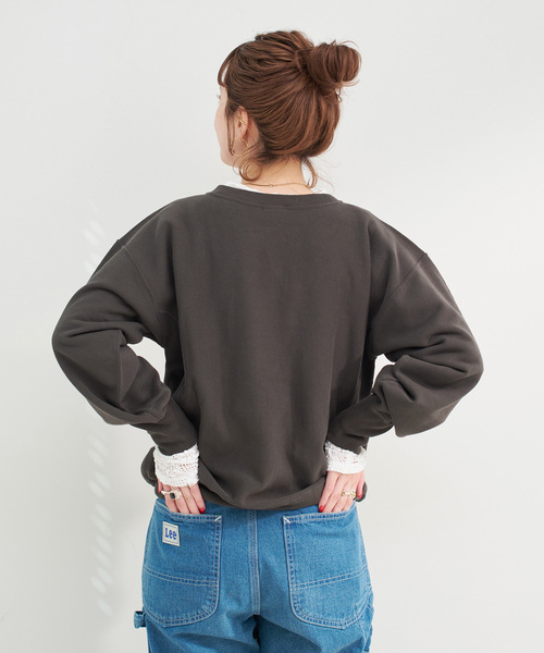 B.C STOCK（ベーセーストック）の「《追加》手洗い可 / ストレッチフラワーレースプルオーバー（Tシャツ/カットソー・レディース・ホワイト/ブラウン/ブラック・FREE）」の21枚目の写真