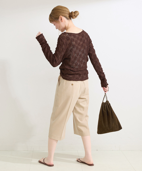 B.C STOCK(ベーセーストック)の「《追加》手洗い可 / ストレッチフラワーレースプルオーバー(Tシャツ/カットソー・レディース・ホワイト/ブラウン/ブラック・FREE)」の8枚目の写真