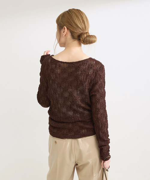 B.C STOCK(ベーセーストック)の「《追加》手洗い可 / ストレッチフラワーレースプルオーバー(Tシャツ/カットソー・レディース・ホワイト/ブラウン/ブラック・FREE)」の12枚目の写真