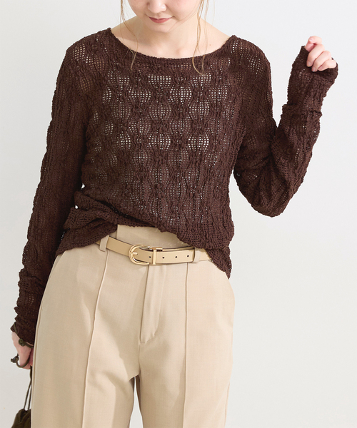 B.C STOCK(ベーセーストック)の「《追加》手洗い可 / ストレッチフラワーレースプルオーバー(Tシャツ/カットソー・レディース・ホワイト/ブラウン/ブラック・FREE)」の11枚目の写真