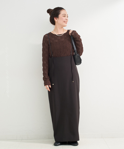 B.C STOCK(ベーセーストック)の「《追加》手洗い可 / ストレッチフラワーレースプルオーバー(Tシャツ/カットソー・レディース・ホワイト/ブラウン/ブラック・FREE)」の10枚目の写真