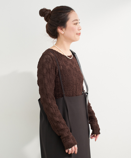 B.C STOCK(ベーセーストック)の「《追加》手洗い可 / ストレッチフラワーレースプルオーバー(Tシャツ/カットソー・レディース・ホワイト/ブラウン/ブラック・FREE)」の18枚目の写真