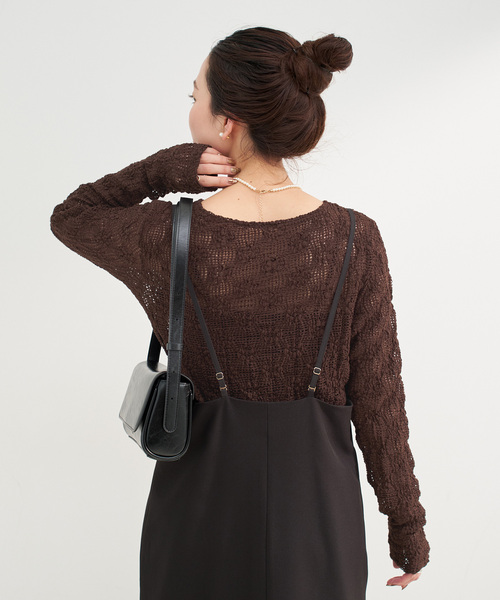 B.C STOCK(ベーセーストック)の「《追加》手洗い可 / ストレッチフラワーレースプルオーバー(Tシャツ/カットソー・レディース・ホワイト/ブラウン/ブラック・FREE)」の16枚目の写真