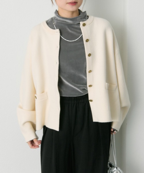 PUAL CE CIN(ピュアルセシン)の「ナイロンチュールベロアハイネックトップス(Tシャツ/カットソー・レディース・アイボリー/ライトグレー/ブラウン・FREE)」の13枚目の写真