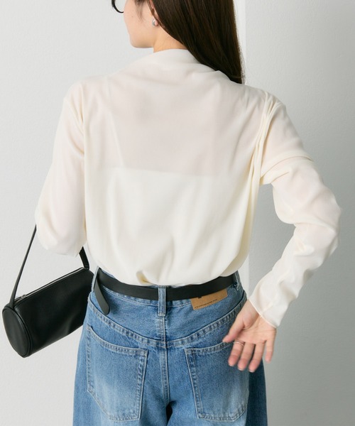 PUAL CE CIN(ピュアルセシン)の「ナイロンチュールベロアハイネックトップス(Tシャツ/カットソー・レディース・アイボリー/ライトグレー/ブラウン・FREE)」の5枚目の写真