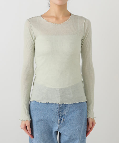 EMILY WEEK(エミリーウィーク)の「【BASERANGE/ベースレンジ】KENRU LONG SLEEVE TEE / TTKLS-WR-WI25(Tシャツ/カットソー・レディース・グリーン・SMALL)」の6枚目の写真