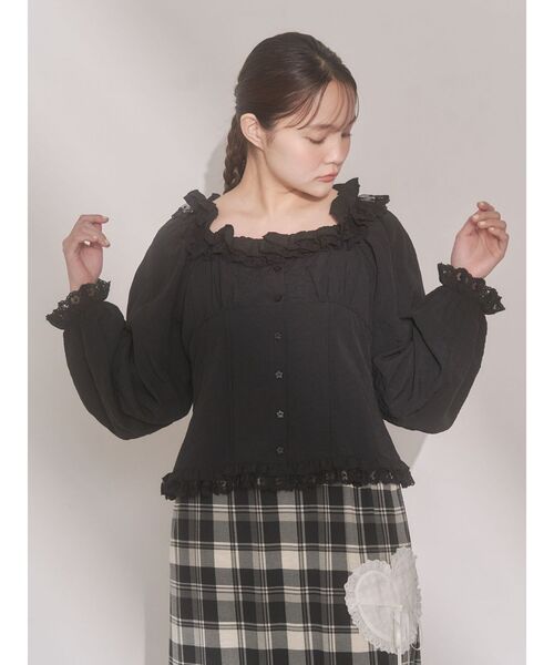 merry jenny（メリージェニー）の「sugar square blouse（シャツ/ブラウス・レディース・オフホワイト/ライトブルー/ブラック・FREE）」の11枚目の写真