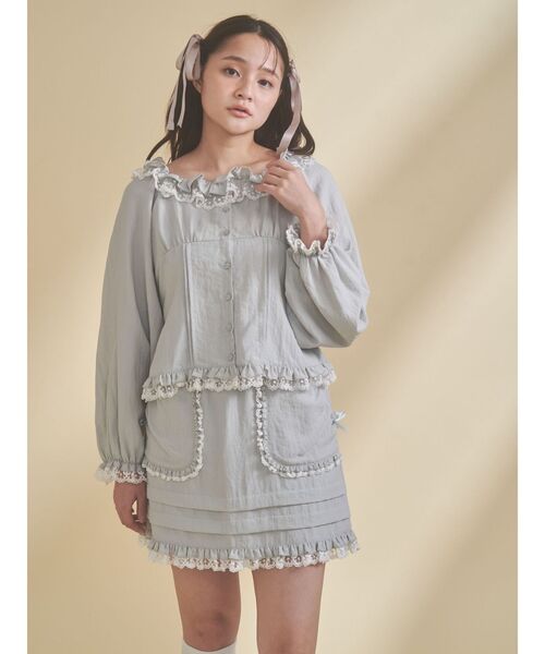 merry jenny（メリージェニー）の「sugar square blouse（シャツ/ブラウス・レディース・オフホワイト/ライトブルー/ブラック・FREE）」の15枚目の写真