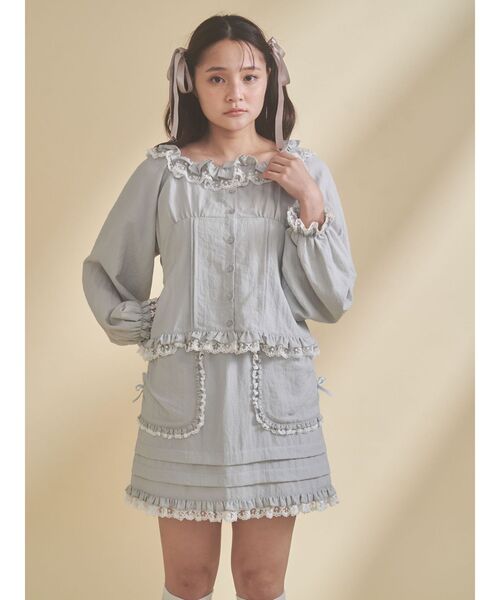 merry jenny（メリージェニー）の「sugar square blouse（シャツ/ブラウス・レディース・オフホワイト/ライトブルー/ブラック・FREE）」の16枚目の写真