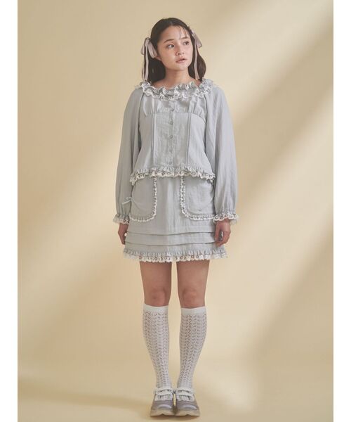 merry jenny（メリージェニー）の「sugar square blouse（シャツ/ブラウス・レディース・オフホワイト/ライトブルー/ブラック・FREE）」の17枚目の写真