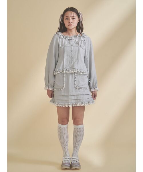 merry jenny（メリージェニー）の「sugar square blouse（シャツ/ブラウス・レディース・オフホワイト/ライトブルー/ブラック・FREE）」の18枚目の写真