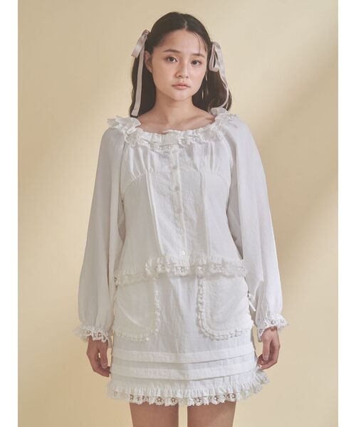 merry jenny（メリージェニー）の「sugar square blouse（シャツ/ブラウス・レディース・オフホワイト/ライトブルー/ブラック・FREE）」の20枚目の写真