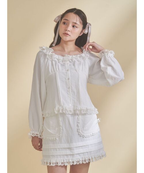 merry jenny（メリージェニー）の「sugar square blouse（シャツ/ブラウス・レディース・オフホワイト/ライトブルー/ブラック・FREE）」の21枚目の写真