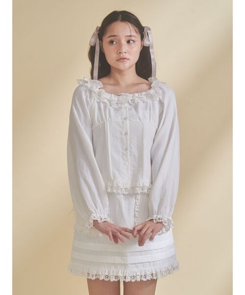 merry jenny（メリージェニー）の「sugar square blouse（シャツ/ブラウス・レディース・オフホワイト/ライトブルー/ブラック・FREE）」の22枚目の写真