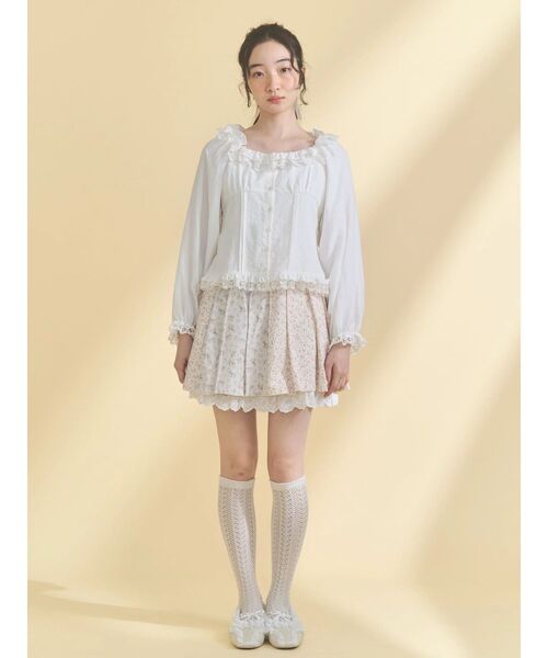 merry jenny（メリージェニー）の「sugar square blouse（シャツ/ブラウス・レディース・オフホワイト/ライトブルー/ブラック・FREE）」の9枚目の写真