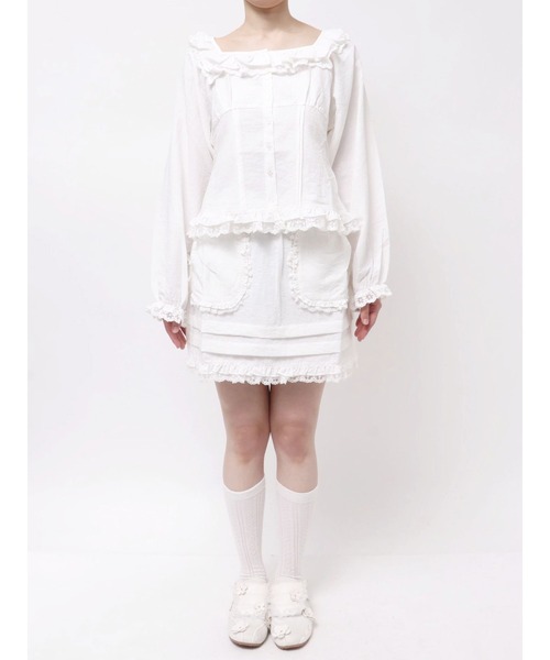 merry jenny(メリージェニー)の「sugar square blouse(シャツ/ブラウス・レディース・オフホワイト/ライトブルー/ブラック・FREE)」の11枚目の写真