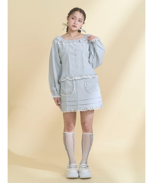 merry jenny(メリージェニー)の「sugar square blouse(シャツ/ブラウス・レディース・オフホワイト/ライトブルー/ブラック・FREE)」の22枚目の写真