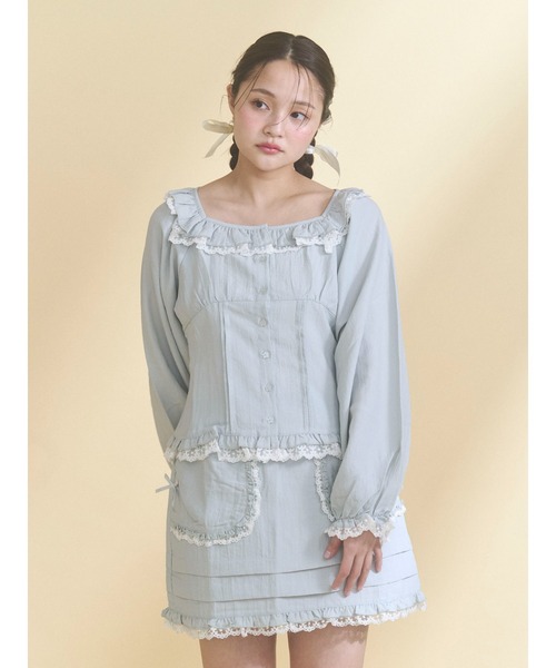 merry jenny(メリージェニー)の「sugar square blouse(シャツ/ブラウス・レディース・オフホワイト/ライトブルー/ブラック・FREE)」の20枚目の写真