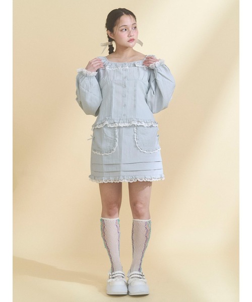 merry jenny(メリージェニー)の「sugar square blouse(シャツ/ブラウス・レディース・オフホワイト/ライトブルー/ブラック・FREE)」の21枚目の写真