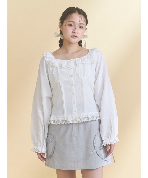 merry jenny(メリージェニー)の「sugar square blouse(シャツ/ブラウス・レディース・オフホワイト/ライトブルー/ブラック・FREE)」の16枚目の写真