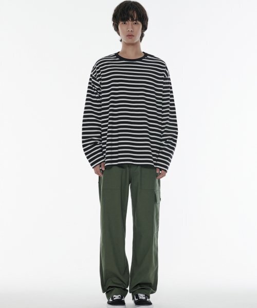 MUSINSA STANDARD（ムシンサスタンダード）の「ブレトンストライプリラックスド長袖Tシャツ[ブラック/ホワイト]（Tシャツ/カットソー・メンズ・その他・SMALL/MEDIUM/LARGE/X-LARGE/XX-LARGE）」の3枚目の写真