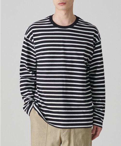 MUSINSA STANDARD（ムシンサスタンダード）の「ブレトンストライプリラックスド長袖Tシャツ[ブラック/ホワイト]（Tシャツ/カットソー・メンズ・その他・SMALL/MEDIUM/LARGE/X-LARGE/XX-LARGE）」の4枚目の写真