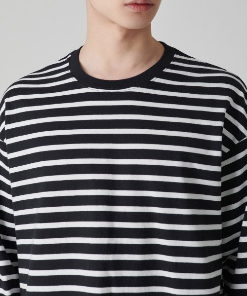 MUSINSA STANDARD（ムシンサスタンダード）の「ブレトンストライプリラックスド長袖Tシャツ[ブラック/ホワイト]（Tシャツ/カットソー・メンズ・その他・SMALL/MEDIUM/LARGE/X-LARGE/XX-LARGE）」の6枚目の写真
