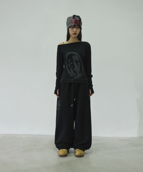SLEEKGLOW（スリック グロウ）の「ポートレートボートネックTシャツ[ブラック]（Tシャツ/カットソー・レディース・その他・FREE）」の8枚目の写真