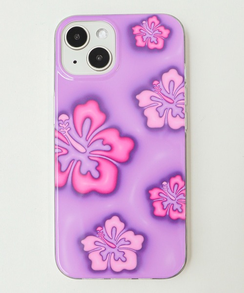 セール】WEGO/ハイビスカスiphoneケース(パープル)（スマホケース