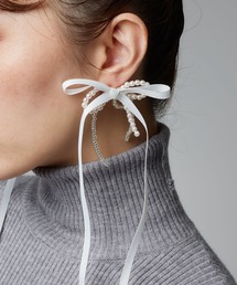 Narcissus | リボンパールピアス/ロング/オケージョン(ピアス（両耳用）)