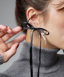 Narcissus | リボンパールピアス/ロング/オケージョン(ピアス（両耳用）)