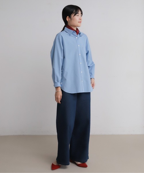 Blanc Bleu Minuit(ブランブルーミニュイ)の「ジルワンダー ワイドシャツ(シャツ/ブラウス・レディース・ホワイト/サックスブルー・FREE)」の6枚目の写真