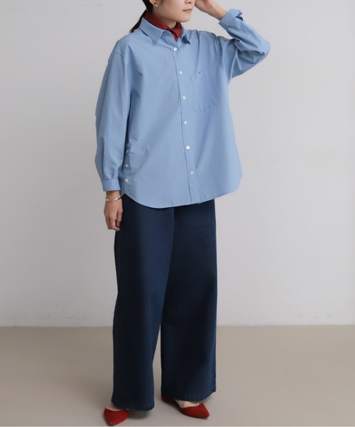 Blanc Bleu Minuit(ブランブルーミニュイ)の「ジルワンダー ワイドシャツ(シャツ/ブラウス・レディース・ホワイト/サックスブルー・FREE)」の3枚目の写真