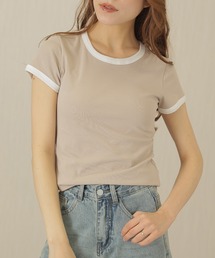 クルーネック コットン 配色 半袖 Tシャツ
