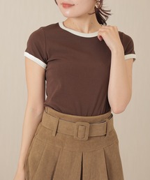 クルーネック コットン 配色 半袖 Tシャツ