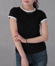 クルーネック コットン 配色 半袖 Tシャツ