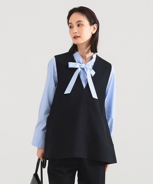 Demi-Luxe BEAMS（デミルクス ビームス）の「【セレモニー・フォーマル】ツイード フレア Vネック ジレ＊（ベスト・レディース・オフホワイト/ブラック・38/36）」の14枚目の写真