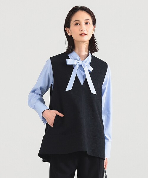 Demi-Luxe BEAMS（デミルクス ビームス）の「【セレモニー・フォーマル】ツイード フレア Vネック ジレ＊（ベスト・レディース・オフホワイト/ブラック・38/36）」の15枚目の写真