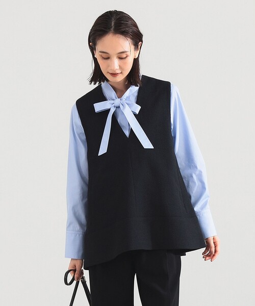 Demi-Luxe BEAMS（デミルクス ビームス）の「【セレモニー・フォーマル】ツイード フレア Vネック ジレ＊（ベスト・レディース・オフホワイト/ブラック・38/36）」の16枚目の写真