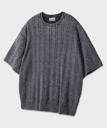 GLW（ジーエルダブリュ）の「Vintage Washed Cable Half Knit Charcoal（ニット/セーター・メンズ）」