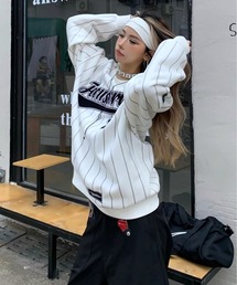 CANVAS+（キャンバスプラス）の「【CANVAS＋】ロゴストライプルーズトレーナー（スウェット）」