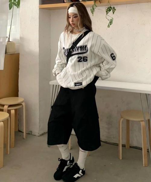 CANVAS+（キャンバスプラス）の「【CANVAS＋】ロゴストライプルーズトレーナー（スウェット・レディース・ピンク/ホワイト・M）」の20枚目の写真