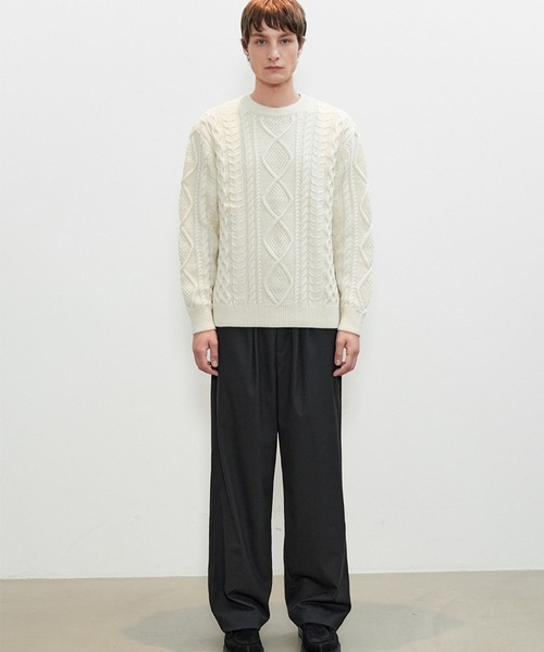 V2(ブイツー)の「V2/Dailyケーブルニット(ニット/セーター・メンズ・クリーム/ブラック/ブラウン・MEDIUM/LARGE)」の4枚目の写真